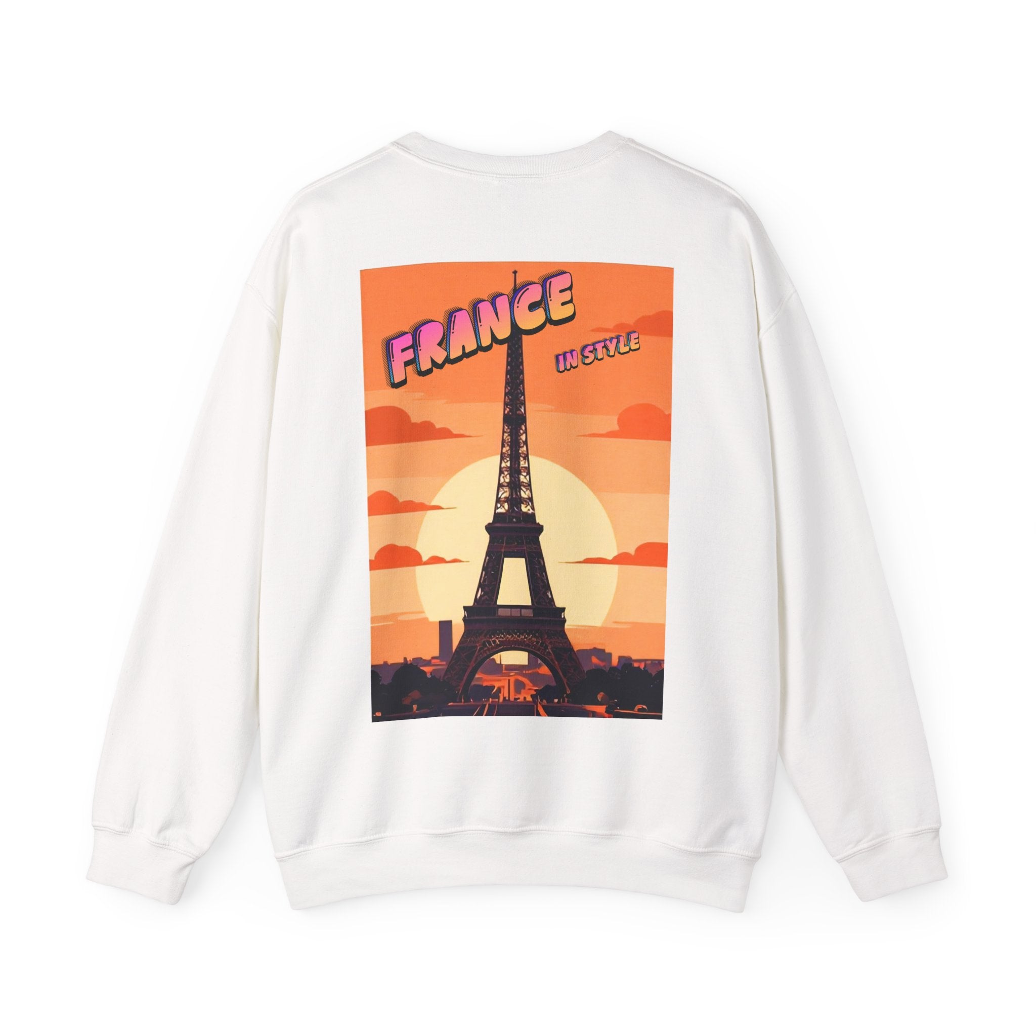 France Eiffel Tower Sunset Crewneck Sweatshirt | Paris Travel Poster