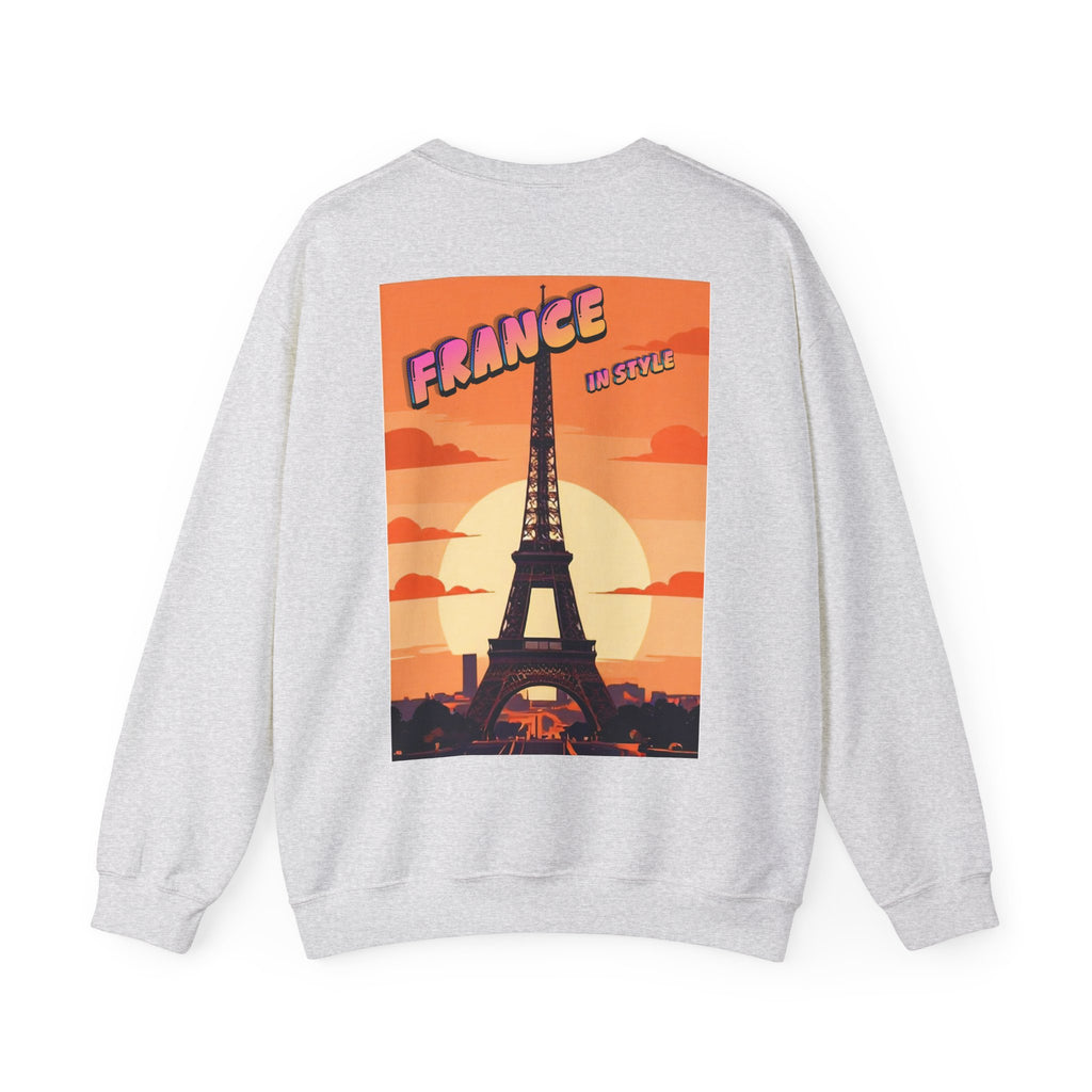 France Eiffel Tower Sunset Crewneck Sweatshirt | Paris Travel Poster