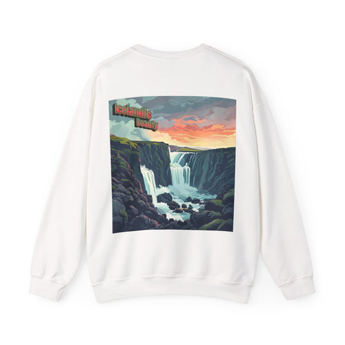 Icelandic Beauty. Volcanic Waterfalls Crewneck Sweatshirt |Iceland Travel Poster
