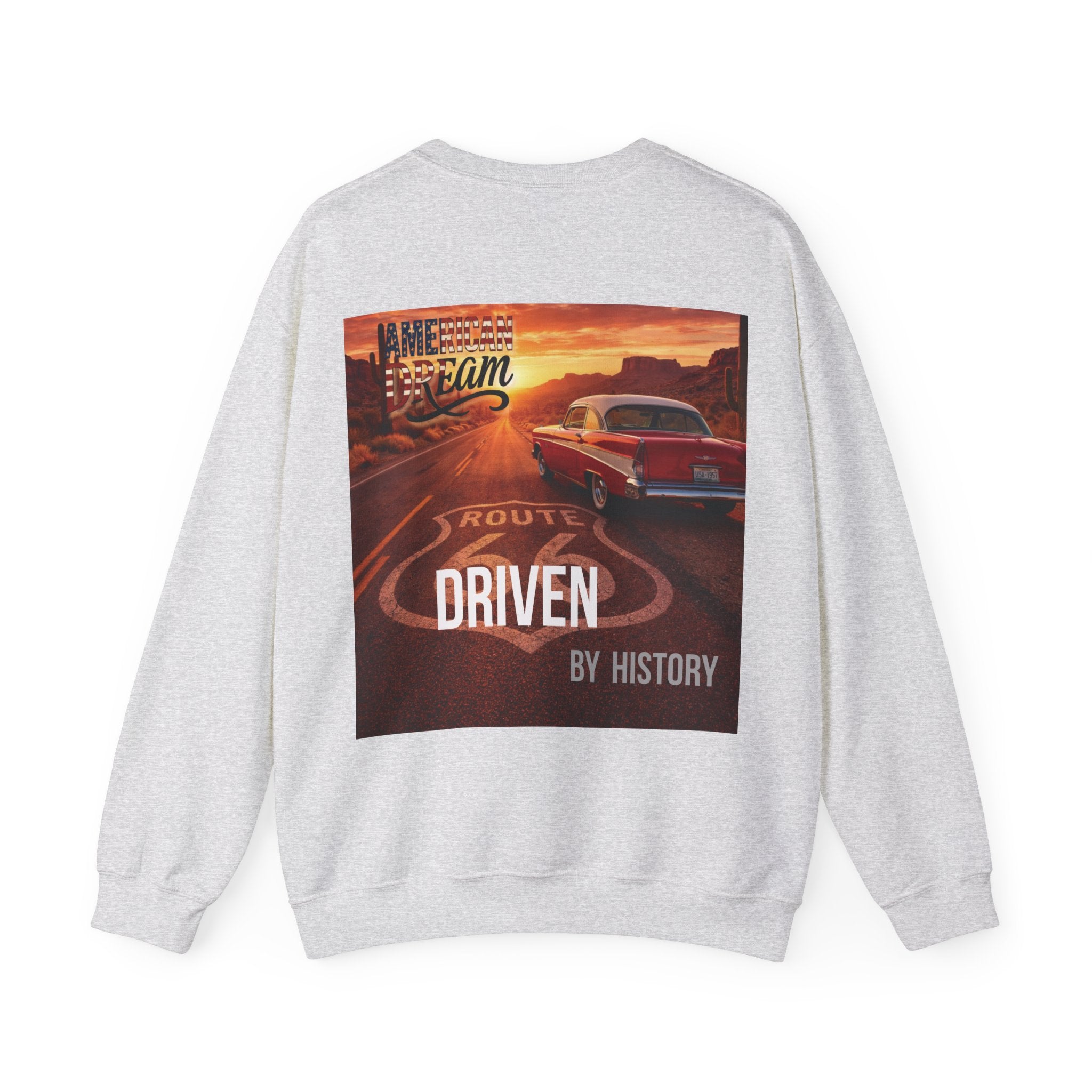 Driven by History, American Dream 100th year Crewneck Sweatshirt | USA Travel Poster